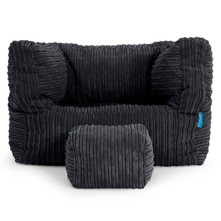 Puf Silla Alberto para Niños 1-5 años - Pana Clásica Negro 03