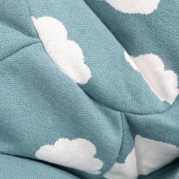 Puff Redondo Infantil 1-5 años - Punto Nube Azul Fabric Close-up Image