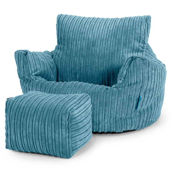 Puff Sillón para niños 1-3 años - Pana Clásica Egeo Azul 02