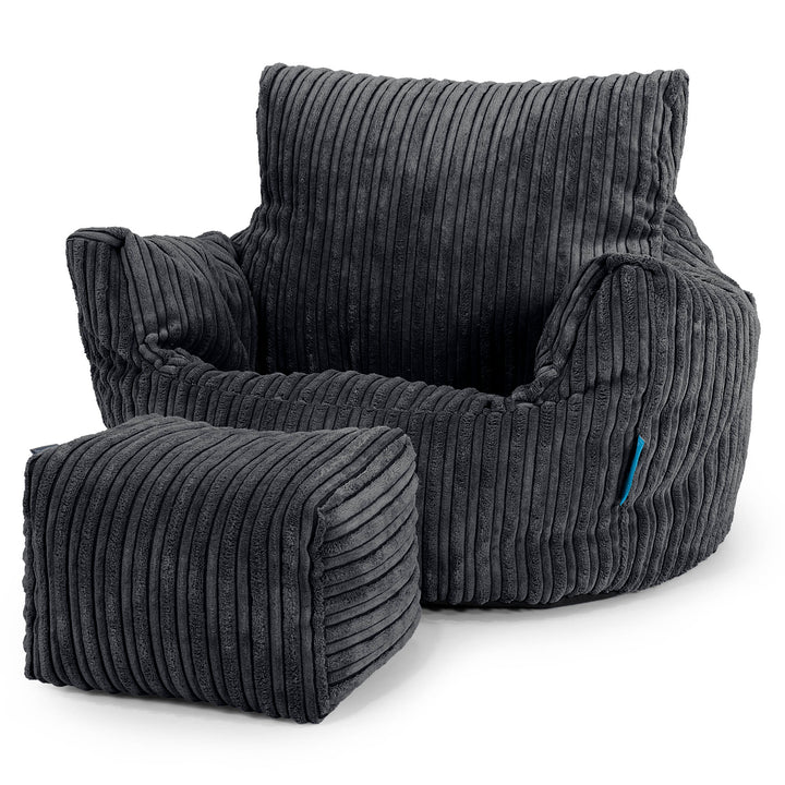 Puff Sillón para niños 1-3 años - Pana Clásica Negro 02