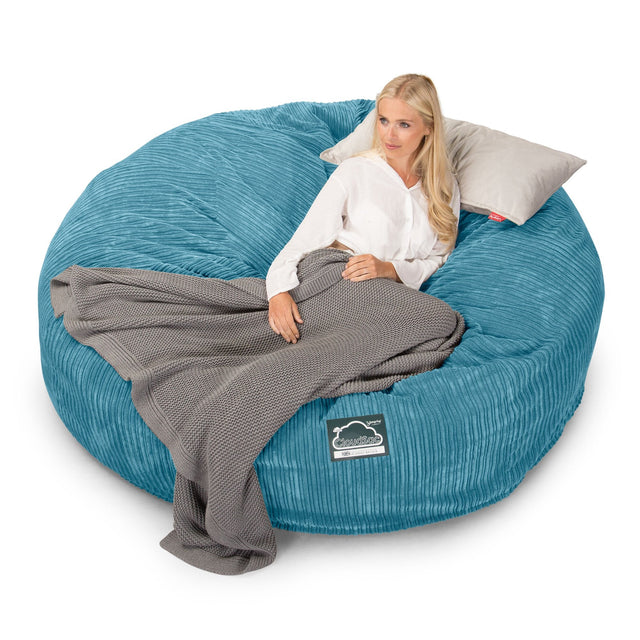 Lounge Pug, CloudSac 3000 XXL, Sofá Puf Viscoelástico King Sized, Pana Clásica Egeo Azul