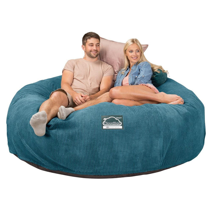 Lounge Pug, CloudSac 3000 XXL, Sofá Puf Viscoelástico King Sized, Pompón Egeo Azul