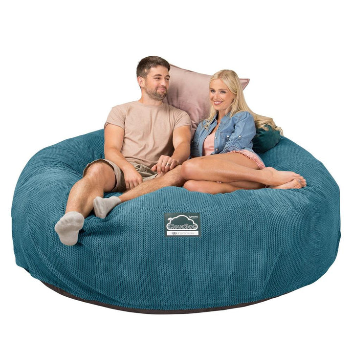 Lounge Pug, CloudSac 3000 XXL, Sofá Puf Viscoelástico King Sized, Pompón Egeo Azul