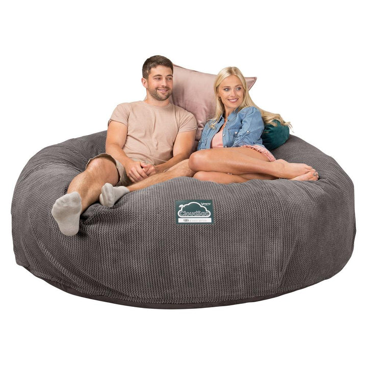 Lounge Pug, CloudSac 3000 XXL, Sofá Puf Viscoelástico King Sized, Pompón Carbón Gris