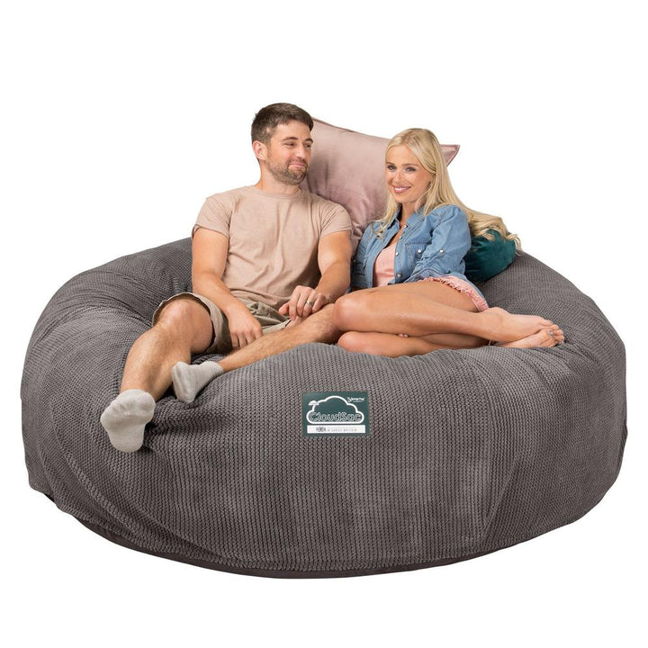 Lounge Pug, CloudSac 3000 XXL, Sofá Puf Viscoelástico King Sized, Pompón Carbón Gris