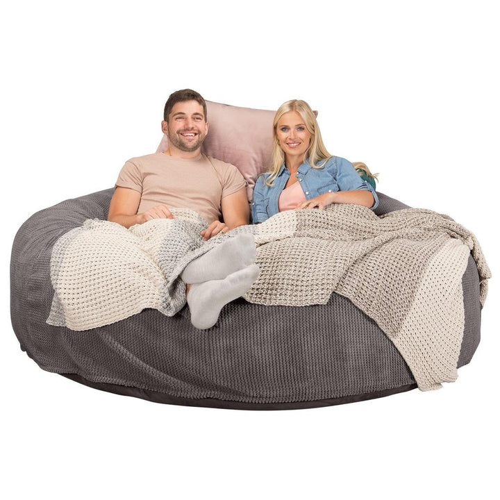 Lounge Pug, CloudSac 3000 XXL, Sofá Puf Viscoelástico King Sized, Pompón Carbón Gris