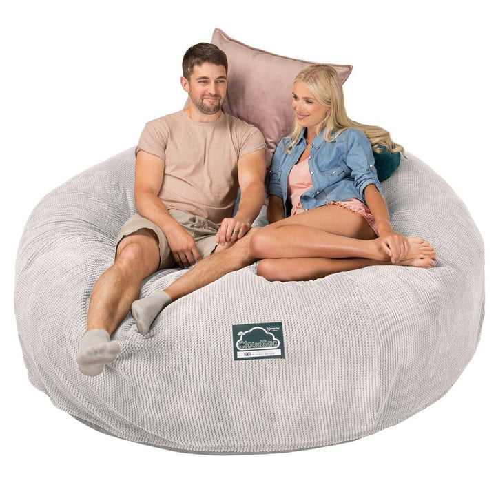 Lounge Pug, CloudSac 3000 XXL, Sofá Puf Viscoelástico King Sized, Pompón Crema