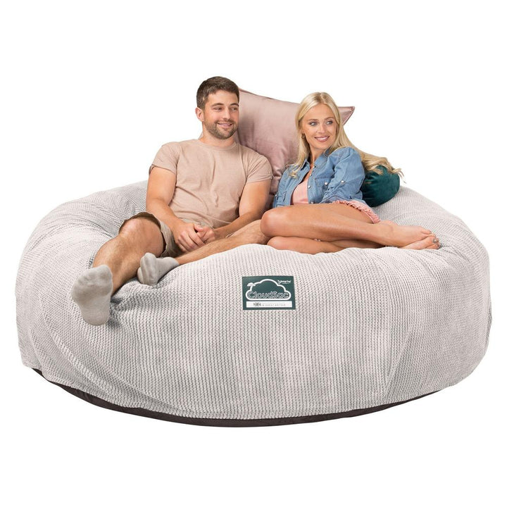 Lounge Pug, CloudSac 3000 XXL, Sofá Puf Viscoelástico King Sized, Pompón Crema