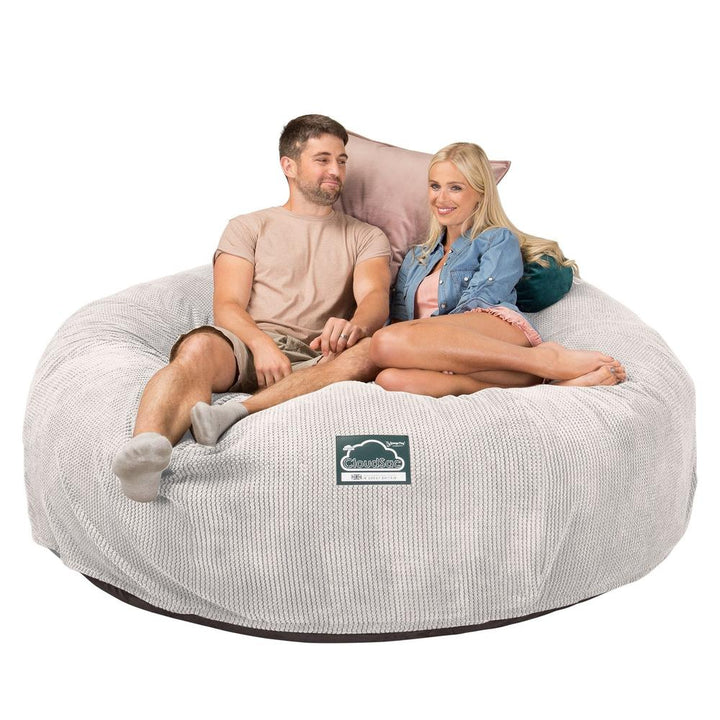 Lounge Pug, CloudSac 3000 XXL, Sofá Puf Viscoelástico King Sized, Pompón Crema