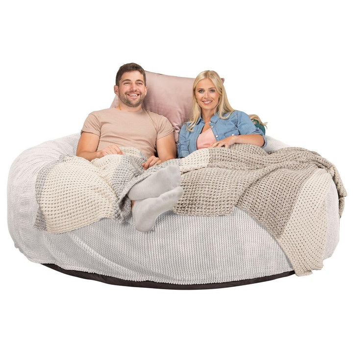 Lounge Pug, CloudSac 3000 XXL, Sofá Puf Viscoelástico King Sized, Pompón Crema