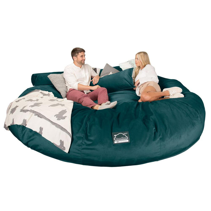 Lounge Pug, CloudSac 5000 XXXXXL, Sofá Puf Viscoelástico Titánico, Terciopelo Turquesa