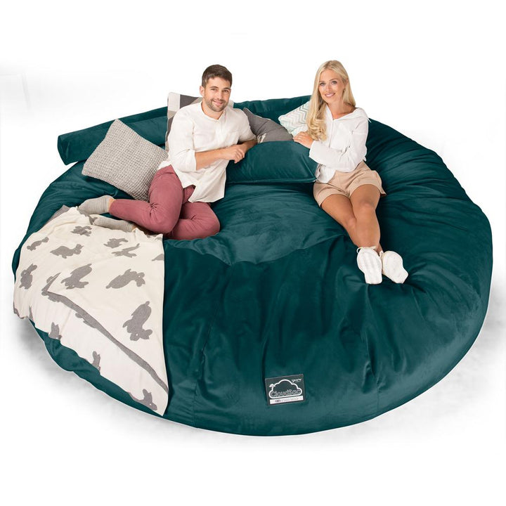 Lounge Pug, CloudSac 5000 XXXXXL, Sofá Puf Viscoelástico Titánico, Terciopelo Turquesa