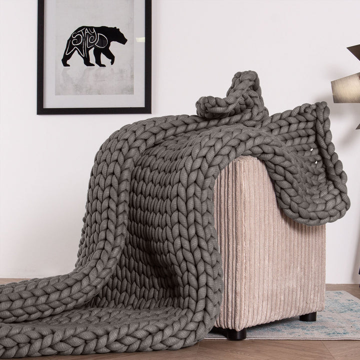 Lounge Pug - Manta de Peso para Adultos para Ansiedad y Relajación - Punto grueso Gris - 5 KG 135 x 150 cm