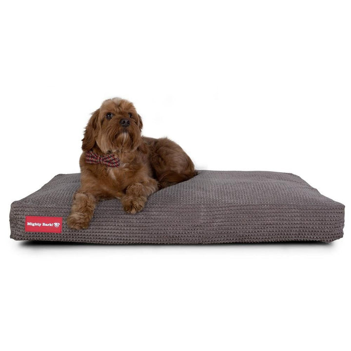 El Colchon Por Mighty-Bark - Ortopédica Rectangular Colchon Para Perros, Cama Pero, Pequeña, Grande - Pompón Carbón Gris