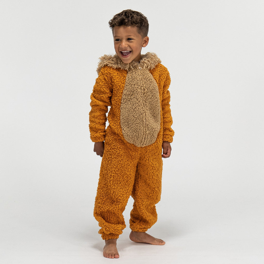 Pijama mono polar Leon Infantil, diseño 5-10 años, Naranja– Big Bertha Original ES