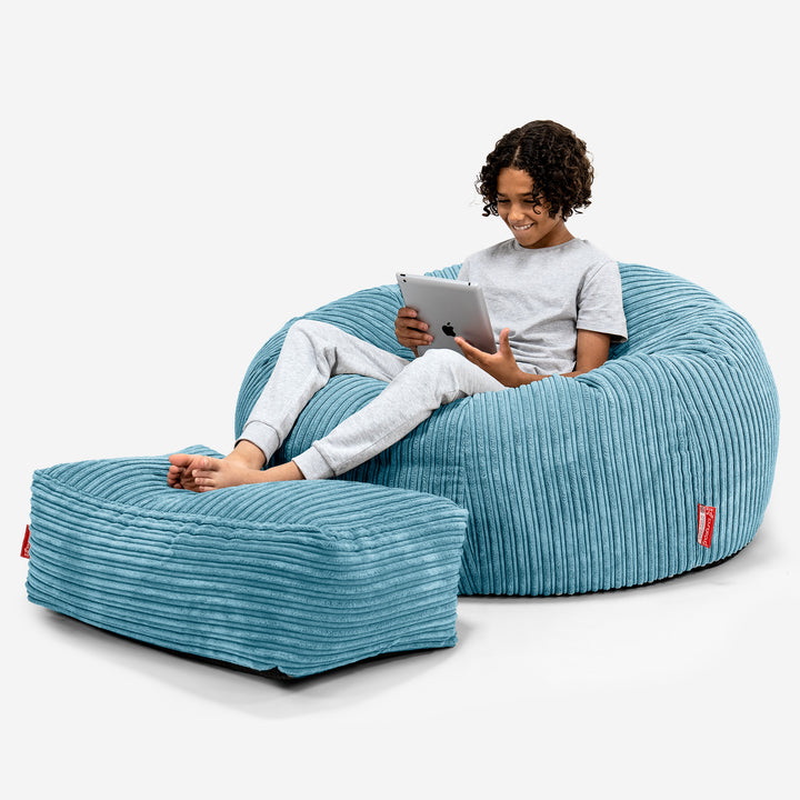 Puf Sofa para Niños de 6 a 14 años - Pana Clásica Egeo Azul 01