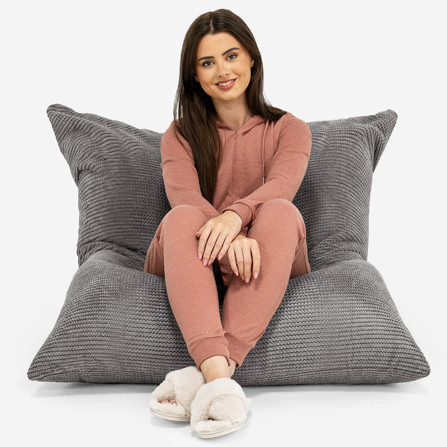 Puff Gigante Cama XL - Pompón Carbón Gris 01