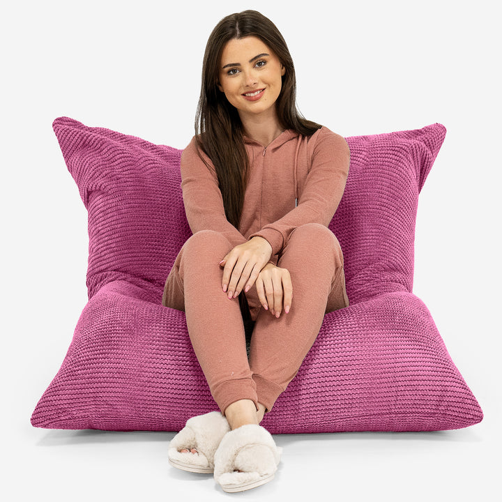 Puff Gigante Cama XL - Pompón Rosa 01