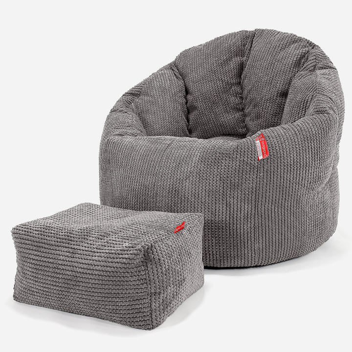 Puff Silla 'Abrazo' - Pompón Carbón Gris 02