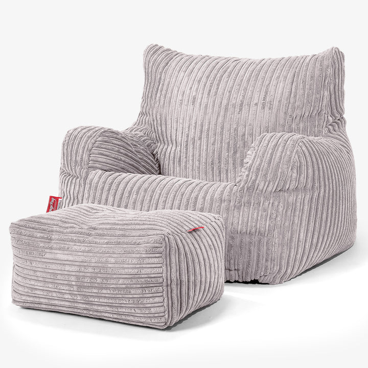 Puff Sillón Josephine - Pana Clásica Aluminio Plata 02