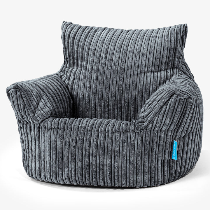 Puff Sillón para niños 1-3 años - Pana Clásica Pizarra Gris 01