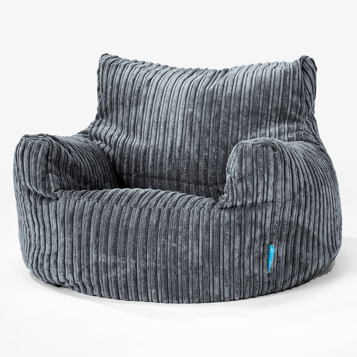 Puff Sillón para niños 3-8 años - Pana Clásica Pizarra Gris 01