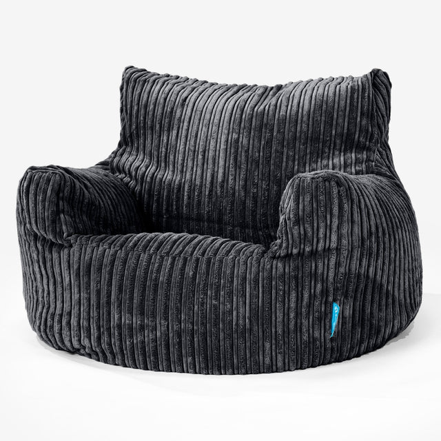 Puff Sillón para niños 3-8 años - Pana Clásica Negro 01