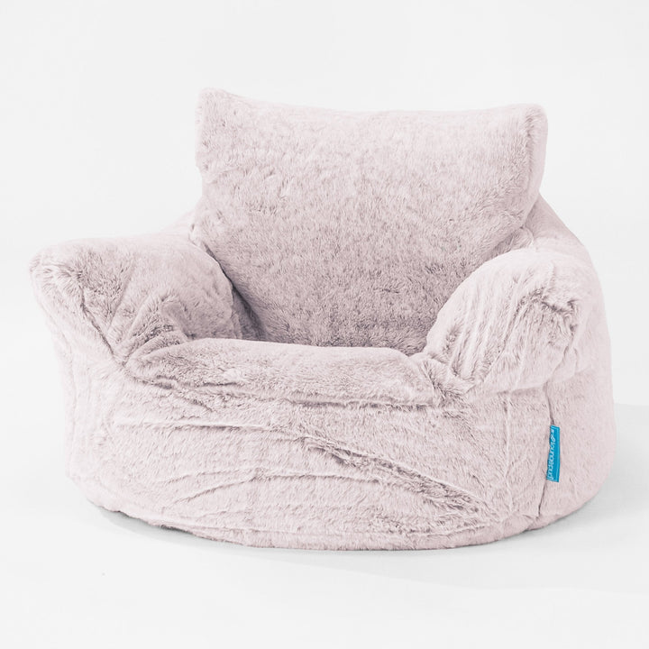 Puff Sillón para niños 1-3 años - Piel de Conejo Sintética Rosa Empolvado 01